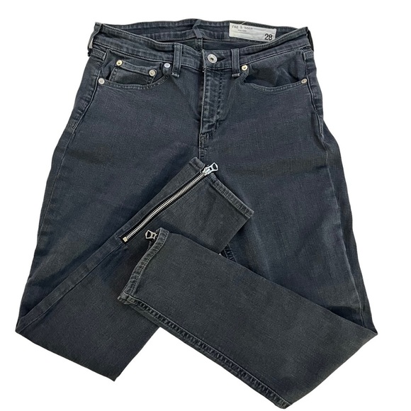 Rag & Bone Minna Black Washed Zippered Ankle Skinny Jeans - Picture 4 of 6